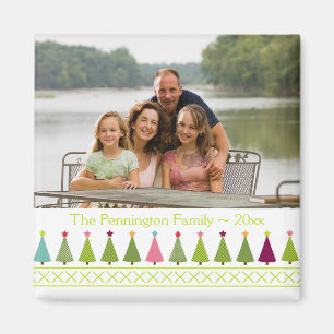 Christmas trees personalised photo magnet