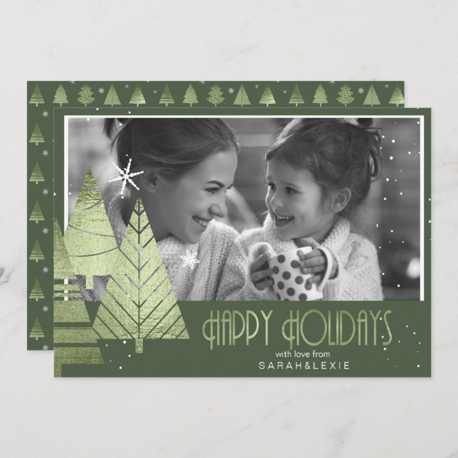 Christmas Trees Photo Template Green ID863 (Front/Back)