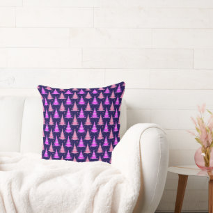 Christmas Trees Pink Blue Pattern Design Cushion
