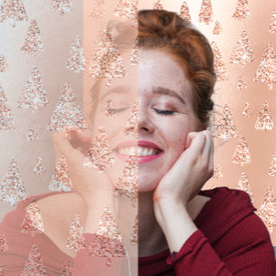 Christmas Trees Pink Rose Gold Blush Girly Sparkly Holiday Card