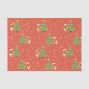 Christmas trees &pug dog pattern custom background tissue paper