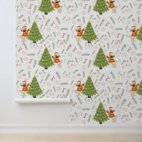 Christmas trees &pug dog pattern custom background
