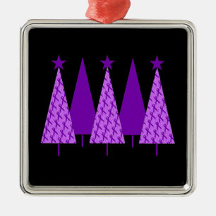 Christmas Trees - Purple Ribbon Crohns & Colitis Metal Tree Decoration