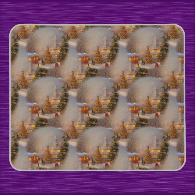 Christmas Trees Quaint Village Snow Globe Pattern Mouse Pad (Creator Uploaded)