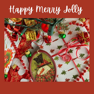 Christmas Trees Red and Green on White Wrapping Paper