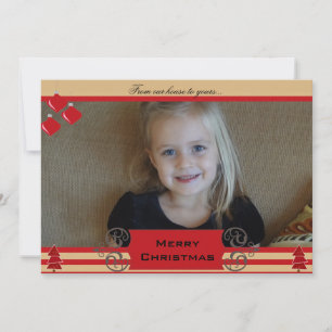 Christmas Trees Red Stripe Holiday Photo Card