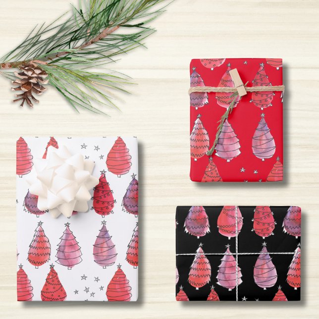 Christmas Trees Red  Wrapping Paper Sheet (Creator Uploaded)