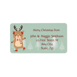 Christmas Trees Reindeer Fun Custom  Label