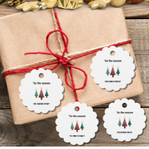 Christmas Trees Round Scalopped Favour Tags