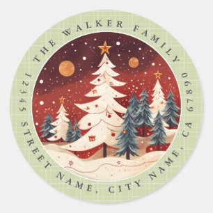 Christmas Trees Round Stickers