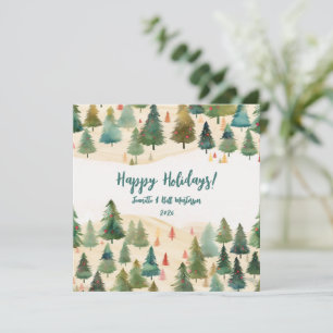 Christmas Trees Rustic Forest Holiday Card