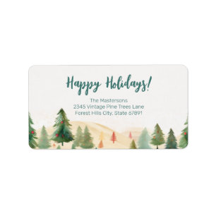 Christmas Trees Rustic Forest Return Address Label