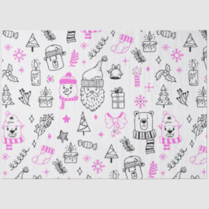 Christmas Trees Santa Bears White Christmas Tissue Paper