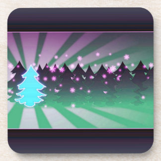 Christmas Trees Shades of Green Coaster