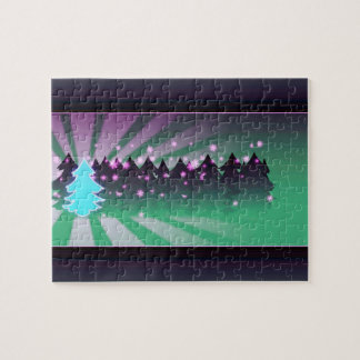 Christmas Trees Shades of Green Jigsaw Puzzle