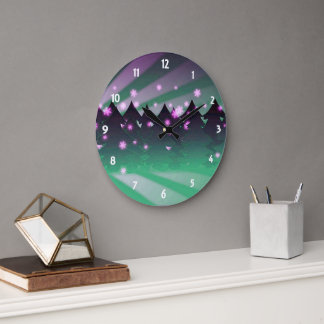 Christmas Trees Shades of Green Large Clock