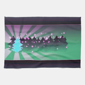 Christmas Trees Shades of Green Tea Towel