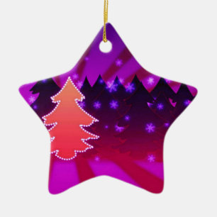 Christmas Trees Shades of Purple Ceramic Tree Decoration