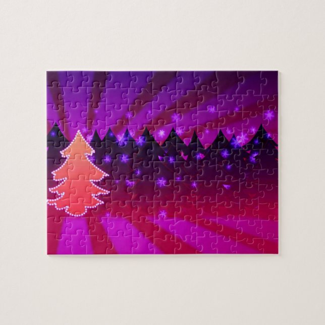 Christmas Trees Shades of Purple Jigsaw Puzzle (Horizontal)