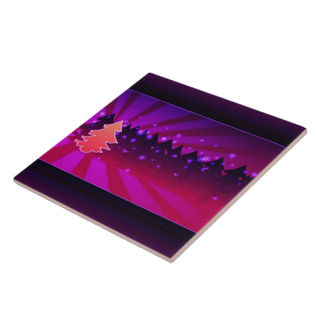 Christmas Trees Shades of Purple Tile (Side)