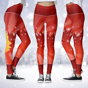 Christmas Trees Shades of Red Leggings