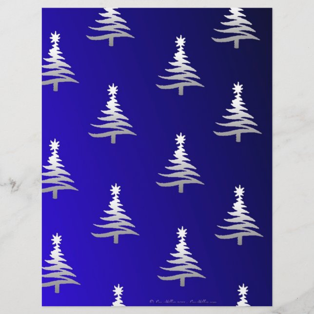 Christmas Trees Silver on Cobalt Blue (Front)