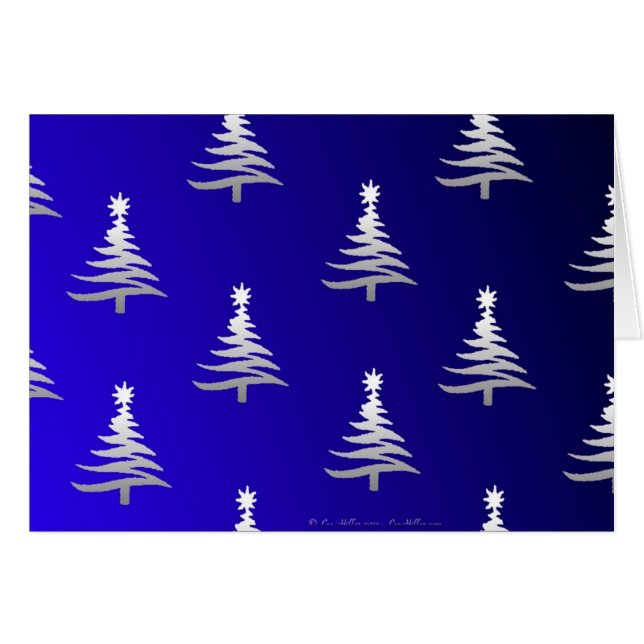 Christmas Trees Silver on Cobalt Blue (Front Horizontal)