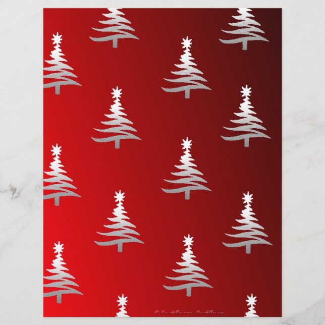 Christmas Trees Silver on Red (Front)