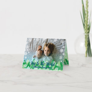 Christmas Trees Snowflakes Joy to the World  Holiday Card