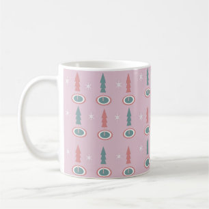 Christmas Trees Snowflakes Pink Green Coffee Mug