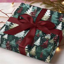 Christmas Trees Snowflakes Red Green Holiday