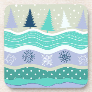Christmas Trees Snowflakes Scrapbook Coasters
