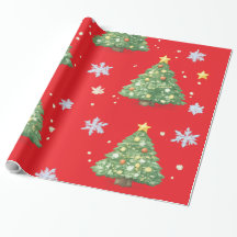 Christmas Trees & Snowflakes Wrapping Paper