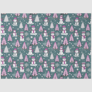 Christmas Trees Snowmen Snowflakes Green Christmas Tissue Paper