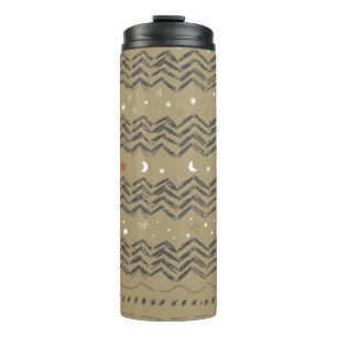 Christmas trees, stars and snowflakes in red, grey thermal tumbler