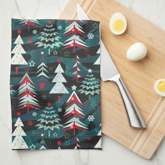Christmas trees.  tea towel (Quarter Fold)