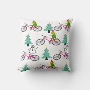 Christmas Trees Throw Pillow, Snowman, Elf Cushion