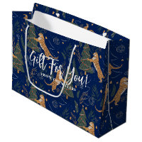 Christmas trees & tigers dark-blue background