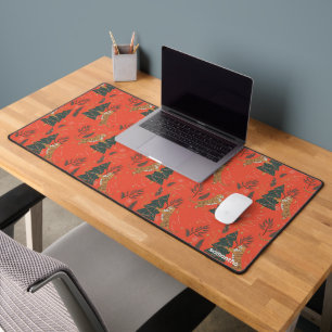 Christmas trees & tigers pattern custom background desk mat