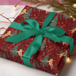 Christmas trees & tigers pattern custom background wrapping paper<br><div class="desc">This colourful cartoon-style Christmas tree pattern has a customisable dark red background with an option to change the colour.
Christmas,  trees,  Christmas animals,  and other Christmas symbols.</div>