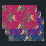Christmas trees & tigers pattern custom background wrapping paper sheet<br><div class="desc">This colourful cartoon-style Christmas tree pattern with a customisable background allows you to change the background colours.
Christmas,  trees,  Christmas animals,  and other Christmas symbols. Maroon,  purple and dark-blue</div>