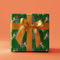 Christmas trees & tigers pattern Green background
