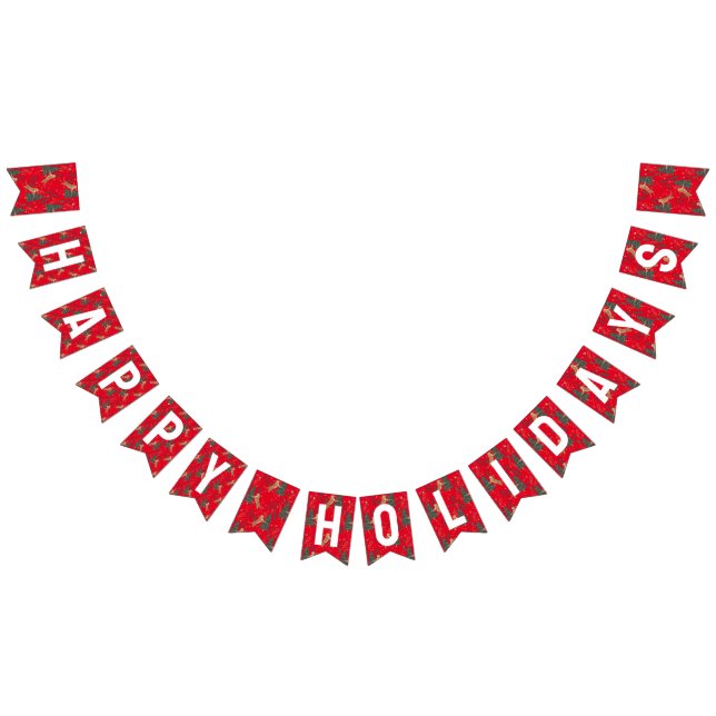 Christmas trees & tigers pattern Happy Holidays Bunting (All)