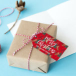 Christmas trees & tigers pattern red background gift tags<br><div class="desc">This colourful cartoon-style Christmas tree pattern with a customisable red background.
Christmas,  trees,  Christmas animals,  and other Christmas symbols.</div>