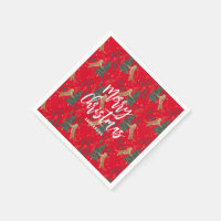 Christmas trees & tigers pattern red background