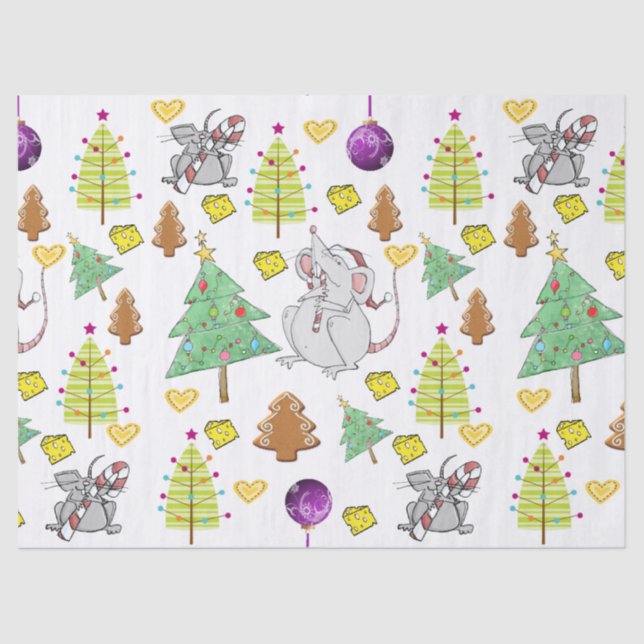 Christmas Trees Tissue Paper, Mouse Cheese  Tissue Paper (Front)