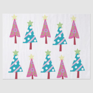 Christmas Trees Tissue Paper Noel Pink & Blue