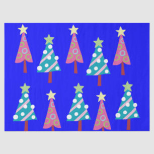Christmas Trees Tissue Paper Pink & Blue