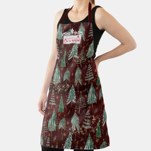 Christmas Trees Twinkle Sparkle Stars Let it Snow Apron (Insitu)