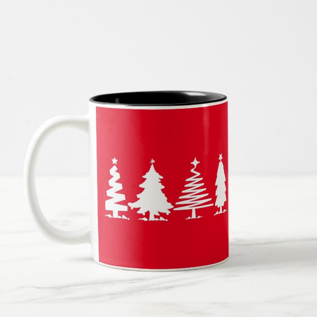 Christmas Trees Two-Tone Coffee Mug (Left)